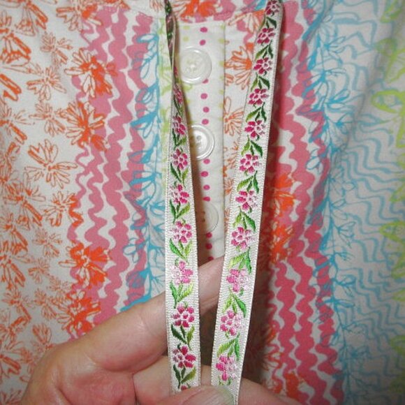 Vtg J Jill Rainbow Fleece Pajamas Size M Soft 2 Piece Top & Pants Cottage Y2K - Picture 8 of 13